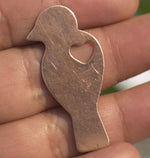 Copper Blank Perched Bird with Heart for Metalworking Enameling Stamping Texturing Blanks - 4 pieces