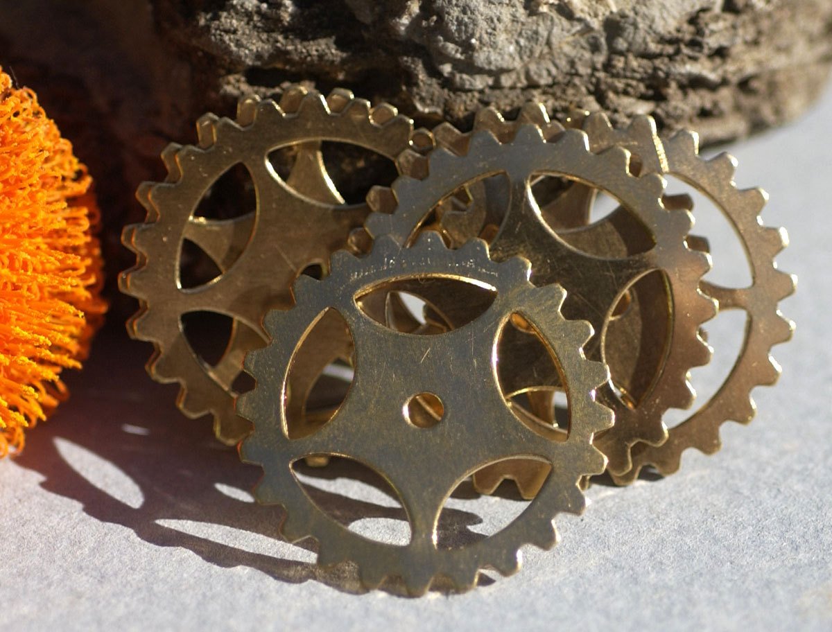 Bronze 25mm Blank Gear Cog Cutout for Metalworking Stamping Texturing Blanks