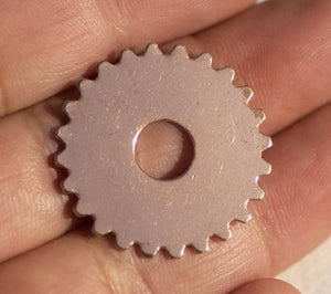 Copper 25mm 24g Gear Cog with 7mm Cutout for Enameling Stamping Texturing