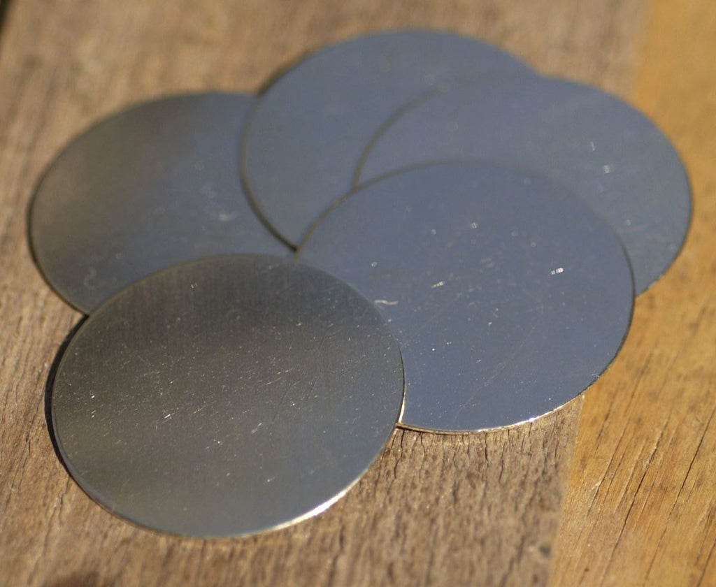 38mm German Silver 22G Blank Disc Round Metal Blanks Shape Form, Handmade - 4 Pieces
