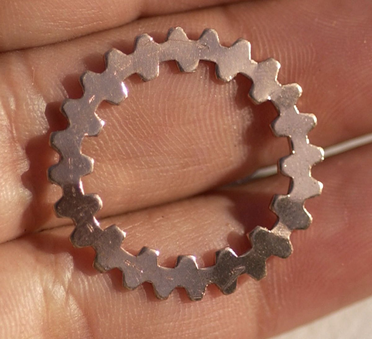 Copper or Nickel Silver 25mm Gear Cog with 19mm 24g Blanks Cutout for Enameling Stamping Texturing - 6 pieces