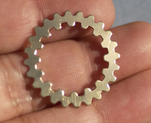 Bronze or Brass 25mm Blanks Gear Cog with 19mm 24g Charm Cutout for Blank Stamping Texturing Jewelry Making - 6 pieces