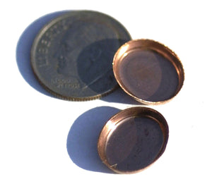 Copper Oval Bezel Cups - 28g - 12.9mm x 11.4mm Outside Dimension, 2.6mm tall for Enameling Blank - 6 pieces