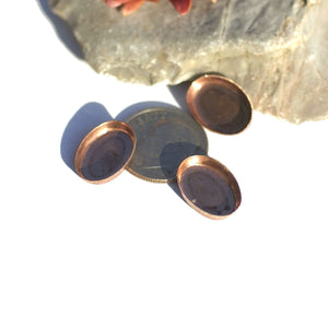 Copper Oval Bezel Cups Blanks - 28g - 14mm x 10mm Outside Dimension, 3.4mm tall for Enameling - 6 pieces
