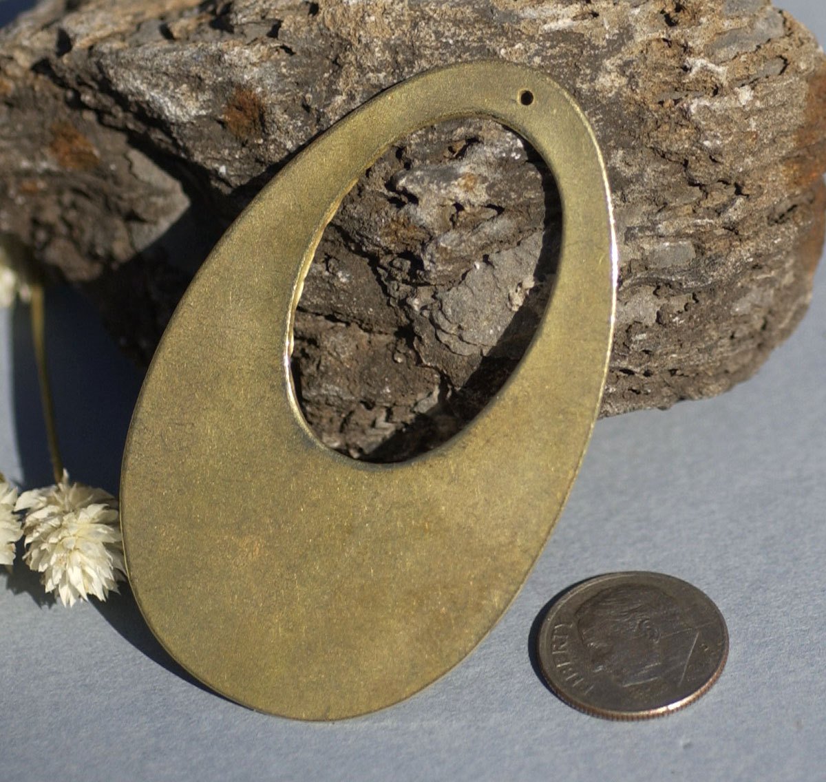 Brass Teardrop 65mm x 41mm Shape with Hole Cutout Blank for Stamping, Metalworking,Texturing, Soldering Blanks