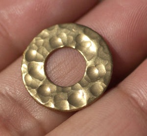 Brass Hammered Donut Washer 18mm 24g Enameling Soldering Stamping Blanks - Lampwork Beadcaps Possibly - 6 Pieces