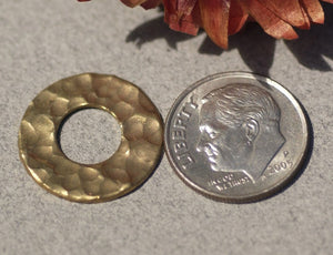 Brass Hammered Donut Washer 18mm 24g Enameling Soldering Stamping Blanks - Lampwork Beadcaps Possibly - 6 Pieces