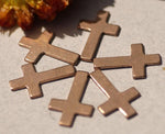 Copper Cross Classic Blank Tiny Religous Cross 21mm x 14mm Cutout for Enameling Stamping Texturing Blanks - 6 pieces