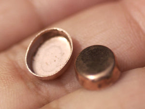 Bezel Cups Copper Ovals Blanks - 26g - 10mm x 8mm Outside Dimension, 2.9mm tall for Enameling - 6 pieces