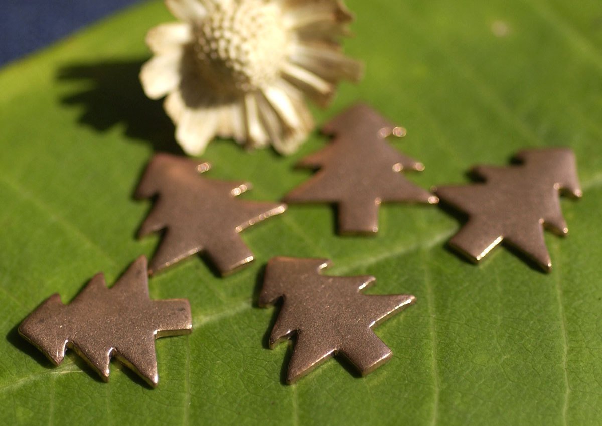 Christmas Tree Blank Metal Copper 17mm x 15mm Enameling Stamping Texturing Blanks - Jewelry Supplies - 6 pieces