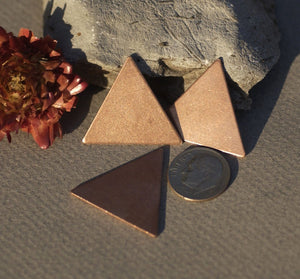 Copper or Brass or Bronze Triangle 25mm 20g for Enameling Stamping Texturing Soldering Blanks - 5 pieces