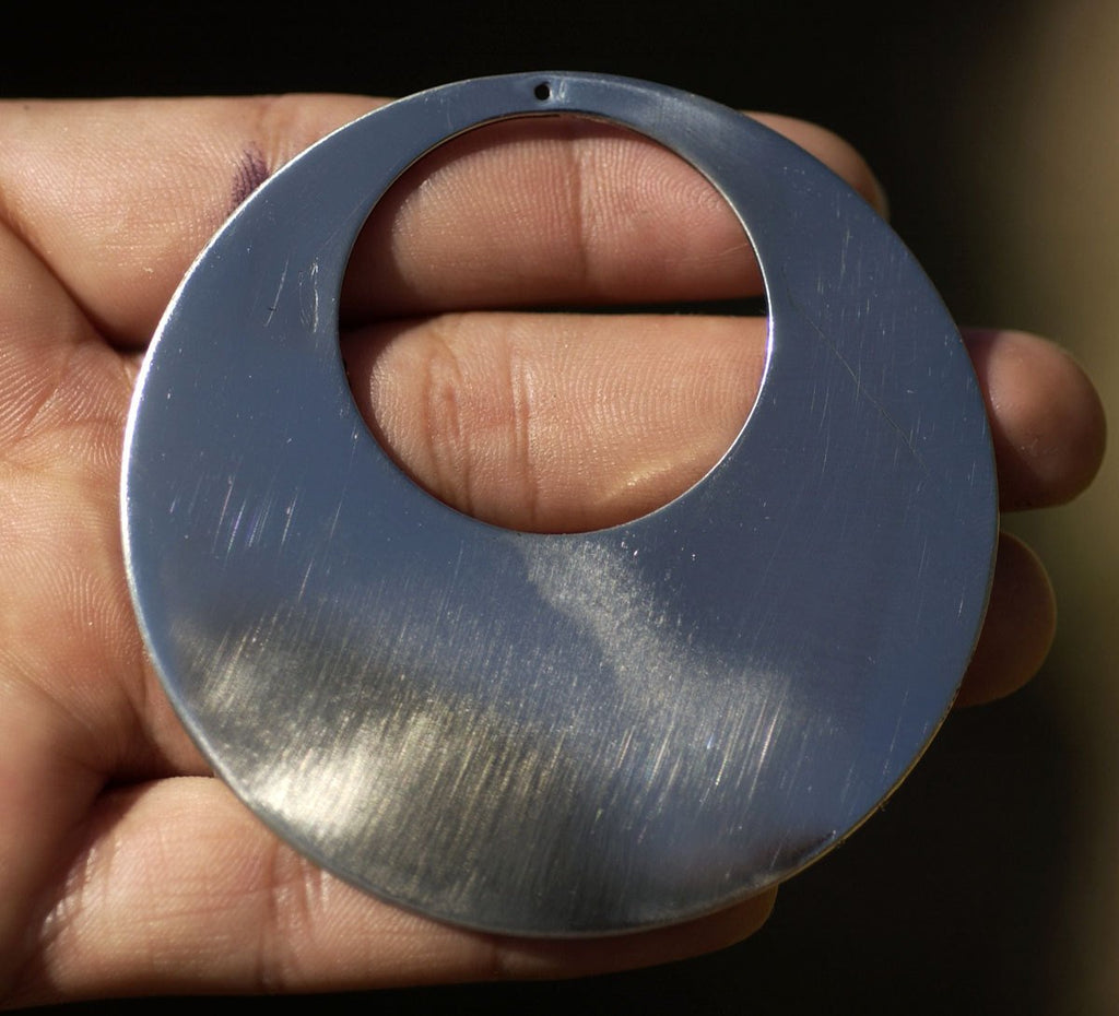 Nickel Silver 65mm Hoops with hole 20G for Earrings or Pendant Offset Circle, Stamping Texturing Supplies - 2 Pieces