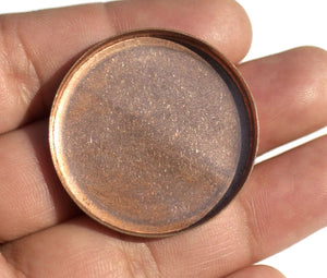 Copper Bezel Cups Round 25mm Round Blanks Cutout for Resin Enamel Enameling - 5 pieces