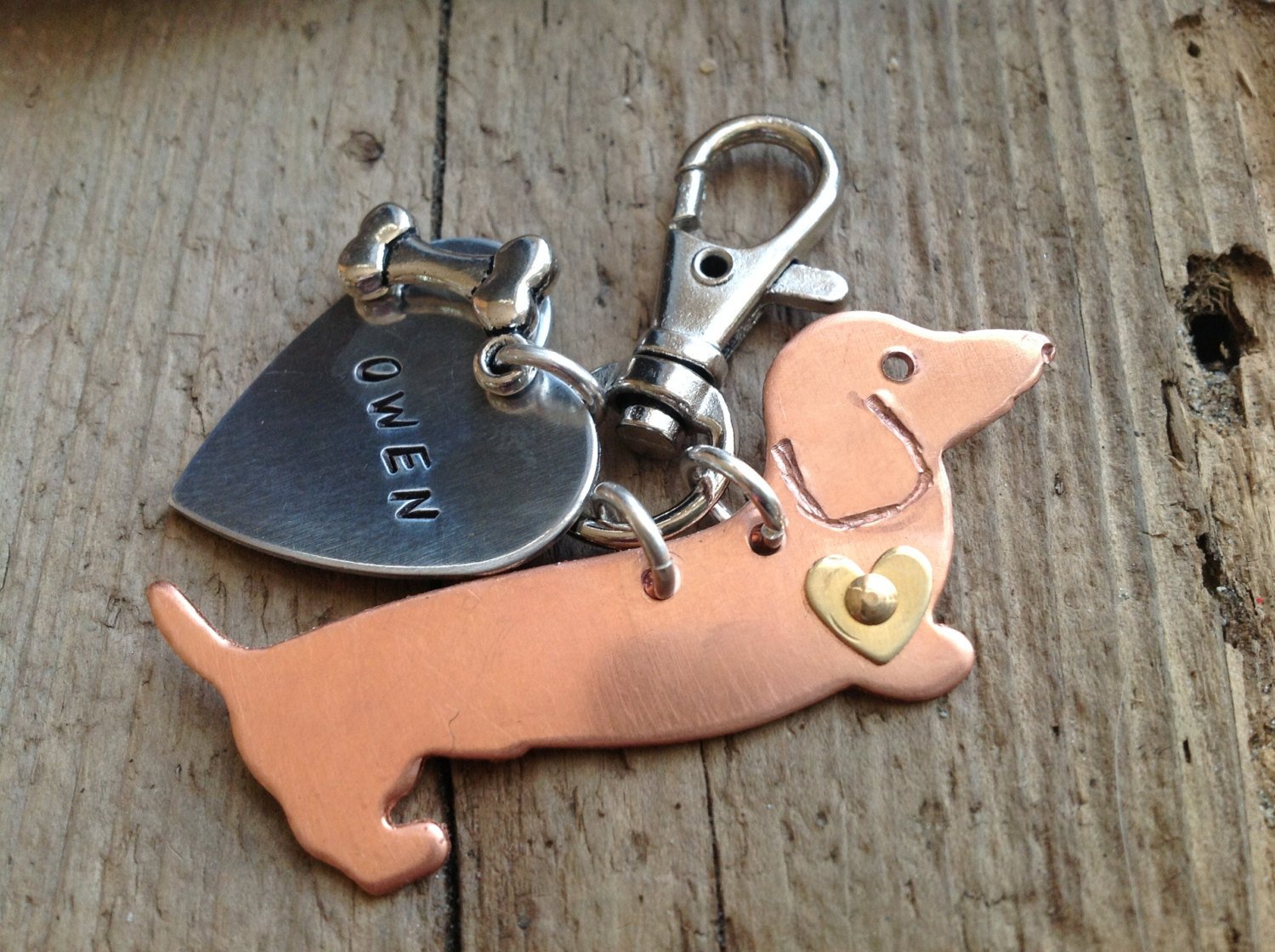 Copper Doxie Dog  Woodgrain Textured for Blanks Enameling Stamping Texturing