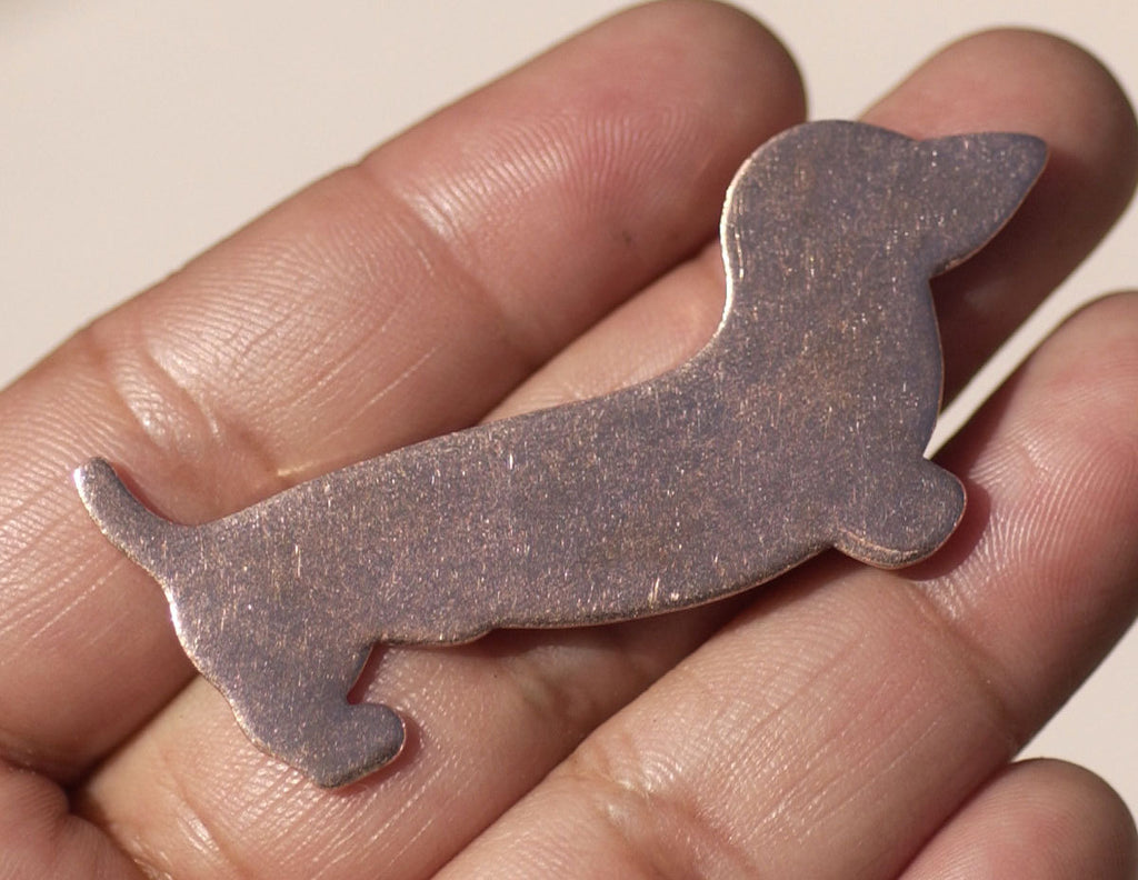 Copper Doxie Dog for Blanks Enameling Stamping Texturing - Metal Supplies - 4 Pieces