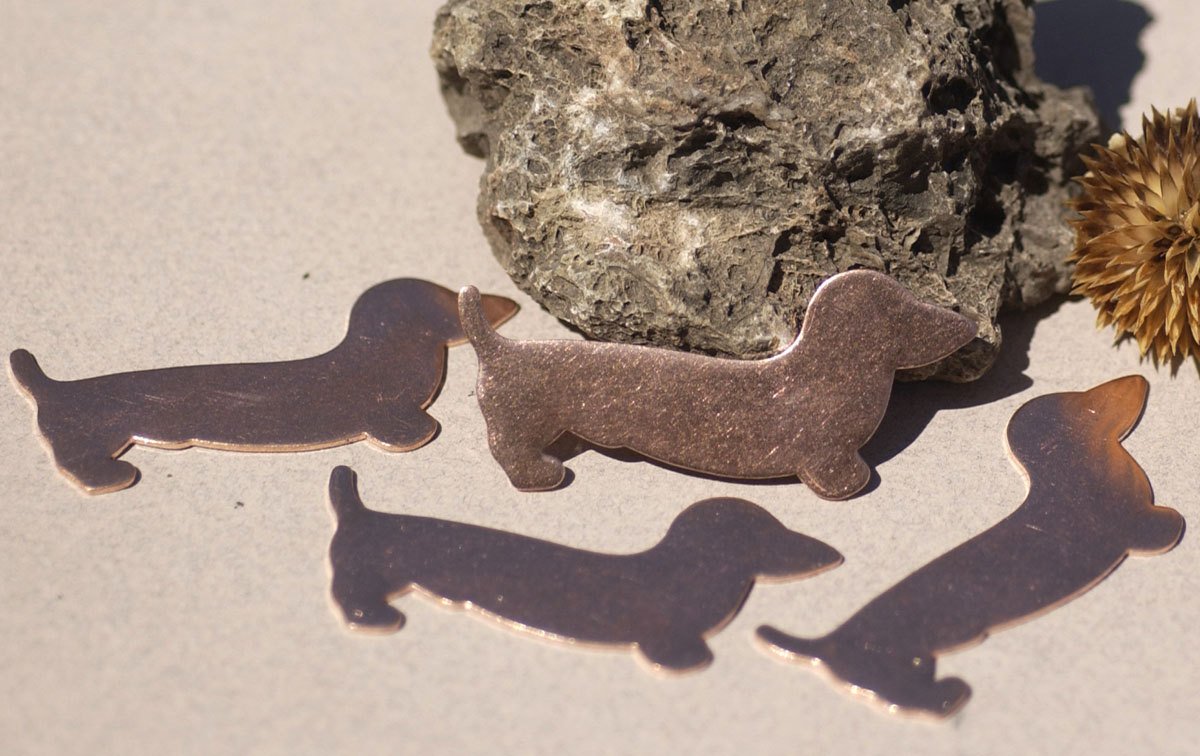 Doxie Dog Copper for Blanks Enameling Stamping Texturing - Metal Supplies - 4 Pieces