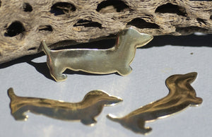 Brass or Bronze Doxie Dog 20g Cutout for Blank Metalworking Stamping Texturing Soldering Blanks - 4 pieces