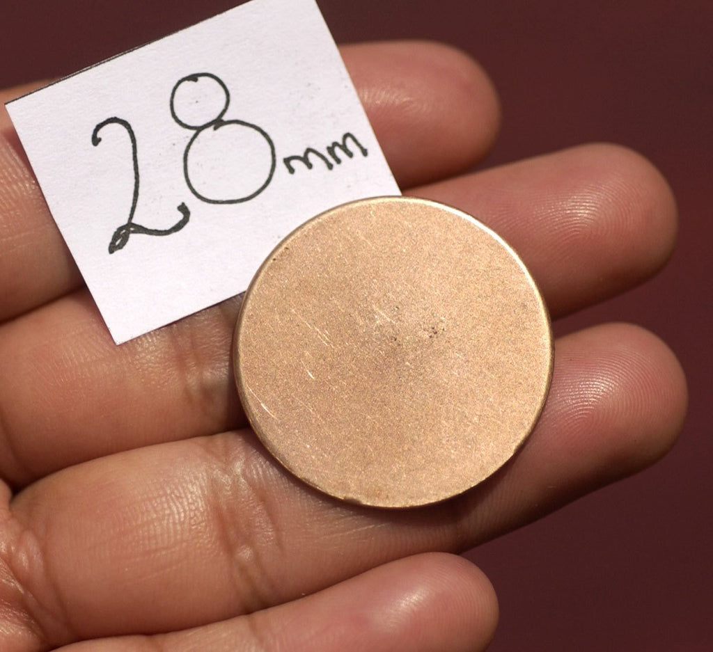 28mm Pure Copper Disc 22G Enameling Stamping Texturing Blanks - Jewelry Supplies - 5 Pieces