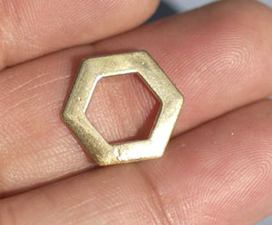 Brass Hexagon Blank 24g 12mm Washer Blanks Cutout for Stamping Texturing  - 6 pieces
