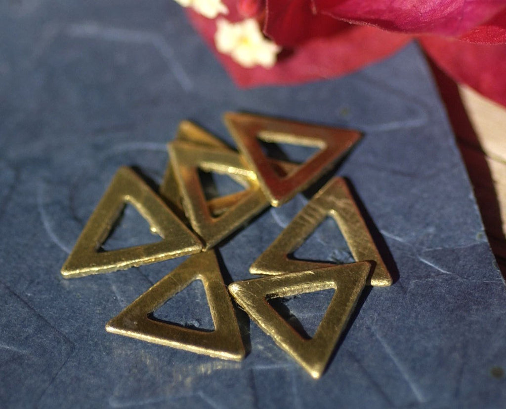Brass Triangle Blank 12mm with Cutout for Stamping Texturing Soldering Blanks - 6 pieces