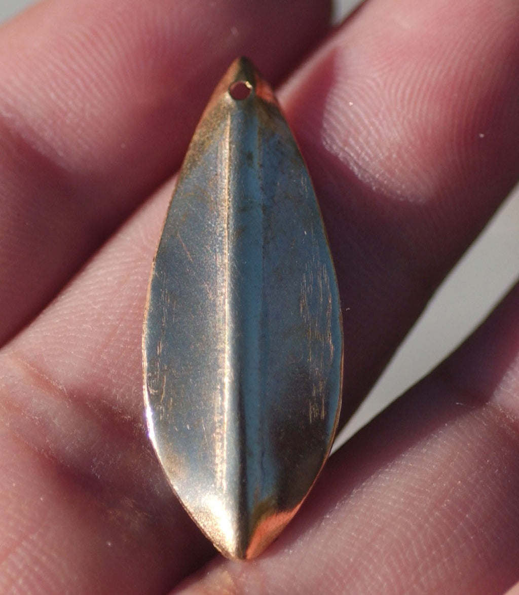 Bronze Shapes Blanks Leaf - Leaves - Tree Fall Greenery Leaf 3D 30mm x 12mm shape Blank - 6 pieces