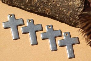 Nickel Silver Blank 18mm x 14mm Classic  Religious Cross with Hole Blanks Cutout for Stamping Texturing