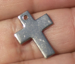 Nickel Silver Blank 18mm x 14mm Classic  Religious Cross with Hole Blanks Cutout for Stamping Texturing