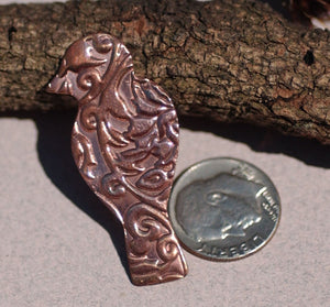 Copper Perched Bird in Lotus Flowers 26g Texture Blanks for Metalworking Enameling Stamping Texturing