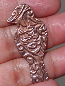 Copper Perched Bird in Lotus Flowers 26g Texture Blanks for Metalworking Enameling Stamping Texturing