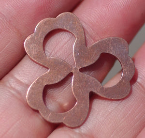 Copper Clover Flower 25mm 22g Cutout Blanks for Enameling Stamping Texturing - 6 pieces