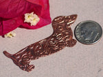 Copper Blank Doxie Dog in Lotus Flowers Texture for Metalworking Blanks - 4 pieces