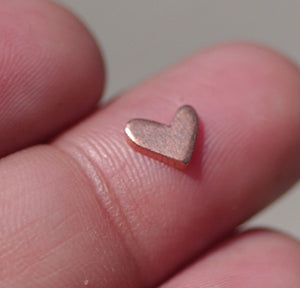 Copper Lopsided Heart 6.5mm x 6.5mm Metal Blanks Shape Form for  Enameling Stamping Texturing Blank - 6 pieces