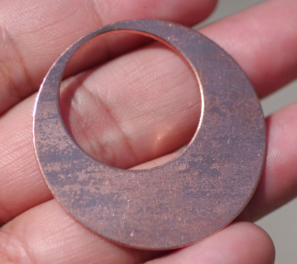 Copper Blank Hoops 38mm 24g for Earrings or Pendant Offset Circle for Enameling Stamping Texturing Blanks