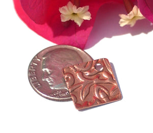 Copper 26g 12mm Diamond Lotus Flowers Texture Blanks Cutout for Enameling Stamping Texturing