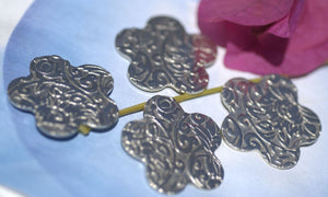Nickel Silver Blank Flower in Lotus Flowers Textured 31mm Cutout for Metalworking Stamping Blanks Jewelry Making