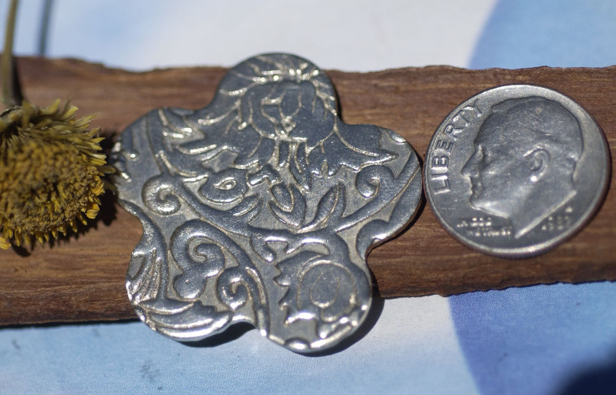 Nickel Silver Blank Flower in Lotus Flowers Textured 31mm Cutout for Metalworking Stamping Blanks Jewelry Making
