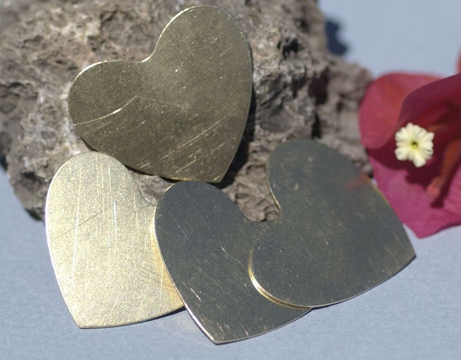 Bronze Heart Classic Blanks 30mm x 33mm 24g Shape Cutout for Stamping Texturing Soldering Jewelry Making Blank - 4 pieces