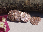 Copper Disc Textured Blank 15mm 20g Disc in Lotus Flowers, Enameling Blanks Shape Charms Cutout - 6 Pieces