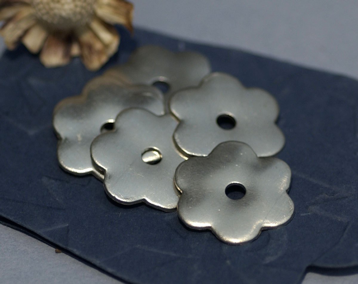 Nickel Silver 6 Petal Flowers 19.5mm with Center for Blanks Metalworking Stamping Texturing Soldering Blanks