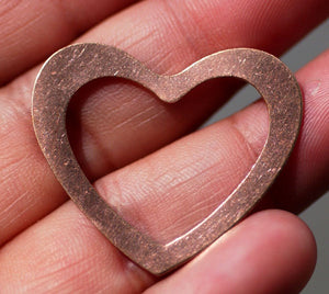 Copper or Nickel Silver Classic Heart in Heart 30mm x 33mm 24g Blank Frame Cutout for  Enameling Stamping Texturing Soldering Blanks
