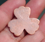 Copper or Nickel Silver Clover Flower 25mm 22g Cutout for Blanks Enameling Stamping Texturing - 6 Pieces