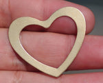 Brass or Bronze Classic Heart in Heart 30mm x 33mm 24g Blank Frame Cutout for Metalworking Stamping Texturing Soldering Blanks - 4 pieces