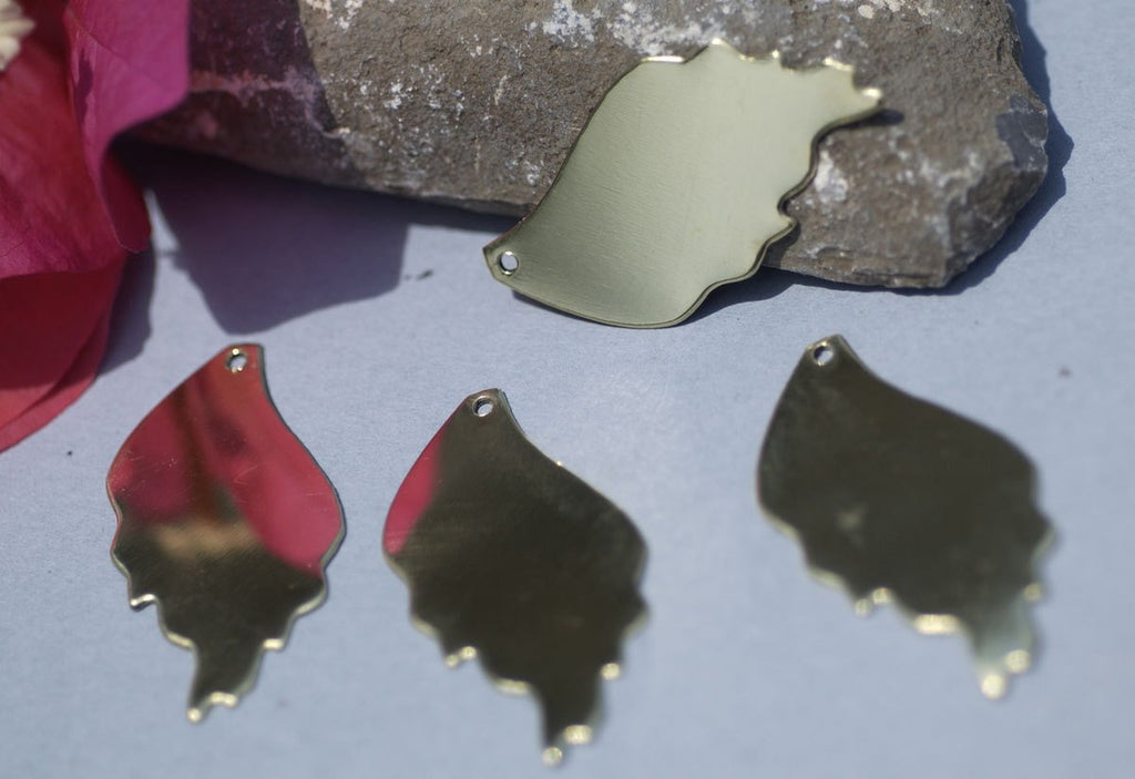 Brass Leaf Fire 37.5mm x 22mm 20g with Hole Blank Cutout Shape for Metalwork Stamping Texturing Blanks