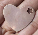 Copper Heart Classic with star 30mm x 33mm 24g Blanks Shape Cutout for Enameling Stamping Texturing