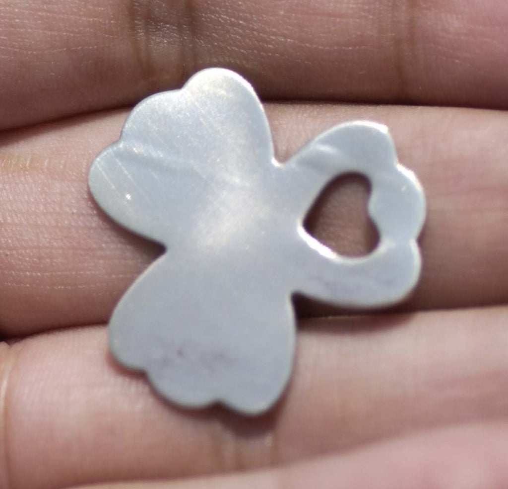 Nickel Silver Clover Flower with Heart Blank for Metalworking Stamping Texturing Blanks Soldering