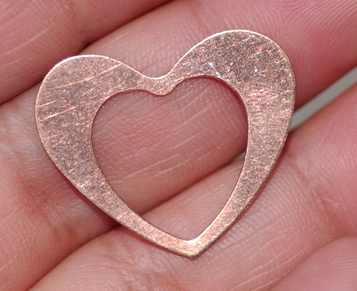 Copper or Nickel Silver Classic Small Heart in Heart 20.5mmx24.5mm 24g Blank Frame Cutout for Enameling Stamping Texturing Soldering Blanks