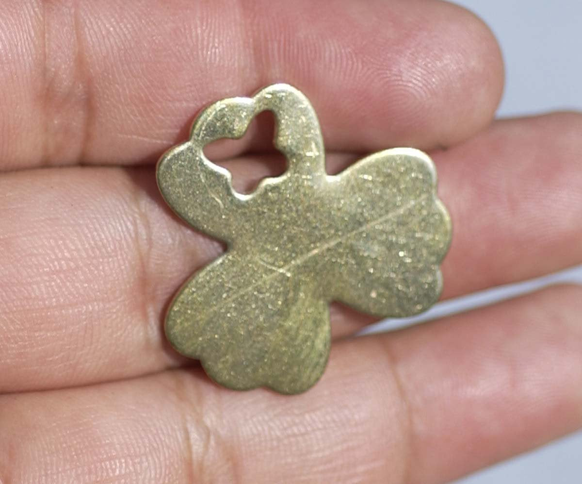 Brass or Bronze Clover Flower with Butterfly 25mm 22g Cutout for Blanks Metalworking Stamping Texturing Blank