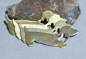 Brass or Bronze Doxie Blank Dog 20g with Flower Cutout Metalworking Stamping Texturing Jewelry Blanks