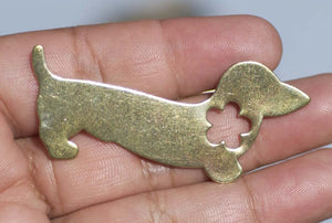 Brass or Bronze Doxie Blank Dog 20g with Flower Cutout Metalworking Stamping Texturing Jewelry Blanks