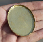 Brass or Bronze Oval Bezel Cups - 24g 50mm x 38mm Blank Outside Dimension, 4mm tall for Soldering Metalworking Stamping Blank - 2 pieces